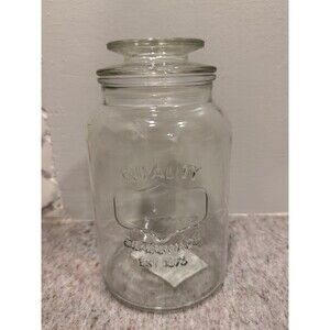 Clear Glass Pantry Storage Jar with Lid 50oz Quality Glassware EST 1876 Embossed